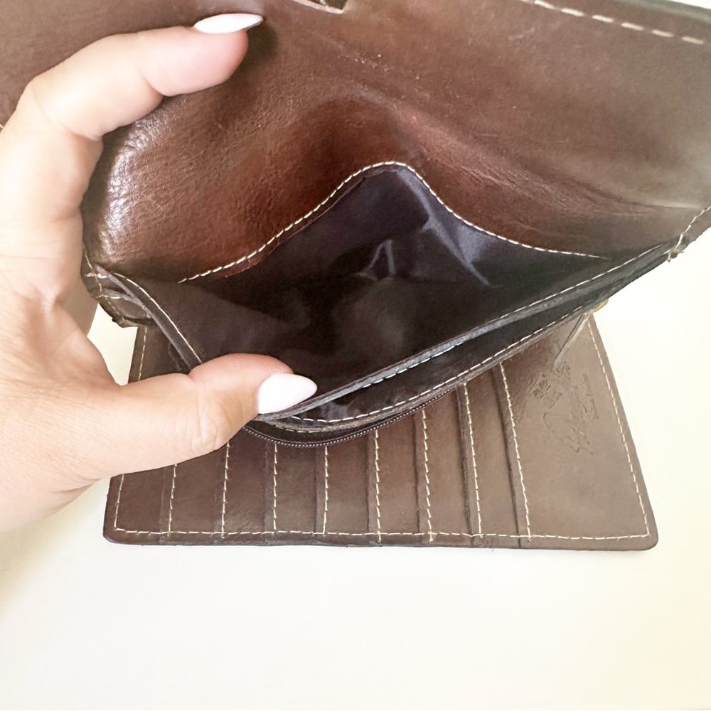 Patricia Nash Colli Flap Trifold Wallet Florence Brown Tooled Leather P32777 - Picture 10 of 15